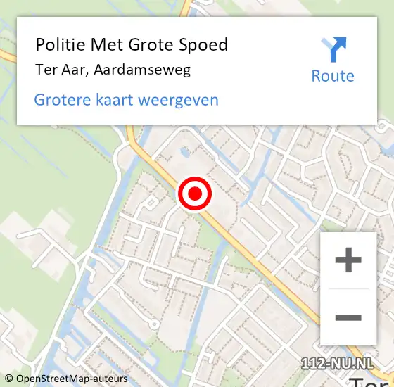 Locatie op kaart van de 112 melding: Politie Met Grote Spoed Naar Ter Aar, Aardamseweg op 18 juni 2021 14:38