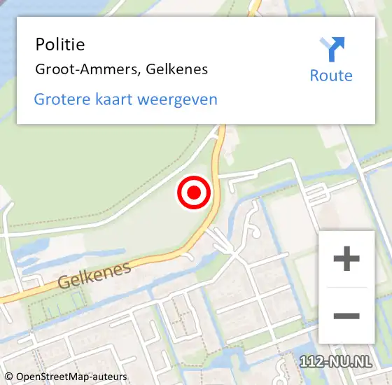 Locatie op kaart van de 112 melding: Politie Groot-Ammers, Gelkenes op 18 juni 2021 14:42
