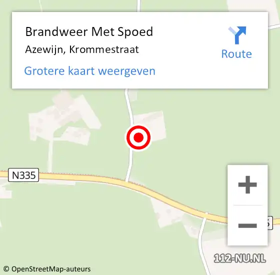 Locatie op kaart van de 112 melding: Brandweer Met Spoed Naar Azewijn, Krommestraat op 18 juni 2021 14:53