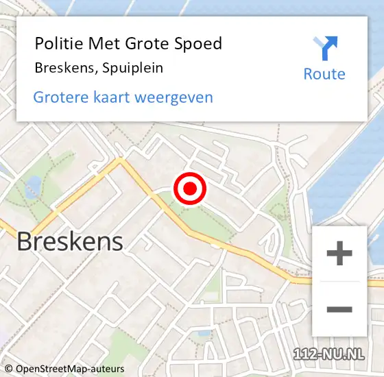 Locatie op kaart van de 112 melding: Politie Met Grote Spoed Naar Breskens, Spuiplein op 18 juni 2021 15:08