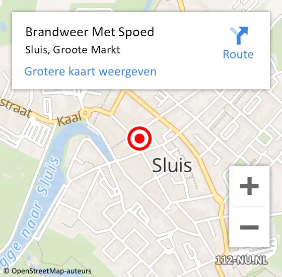 Locatie op kaart van de 112 melding: Brandweer Met Spoed Naar Sluis, Groote Markt op 18 juni 2021 15:19