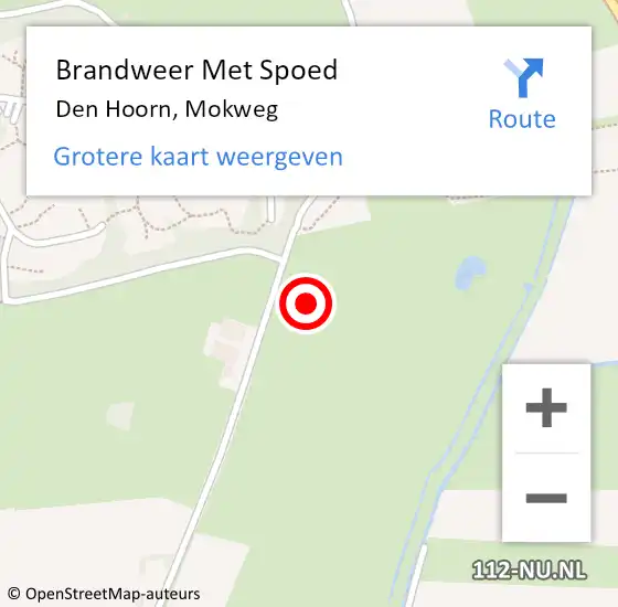 Locatie op kaart van de 112 melding: Brandweer Met Spoed Naar Den Hoorn, Mokweg op 18 juni 2021 15:20