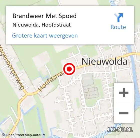 Locatie op kaart van de 112 melding: Brandweer Met Spoed Naar Nieuwolda, Hoofdstraat op 18 juni 2021 15:24