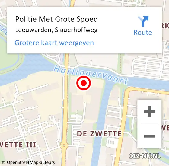 Locatie op kaart van de 112 melding: Politie Met Grote Spoed Naar Leeuwarden, Slauerhoffweg op 18 juni 2021 15:28