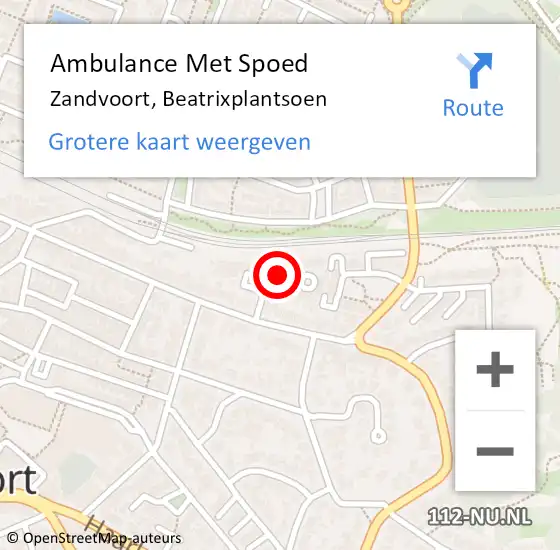 Locatie op kaart van de 112 melding: Ambulance Met Spoed Naar Zandvoort, Beatrixplantsoen op 18 juni 2021 15:32