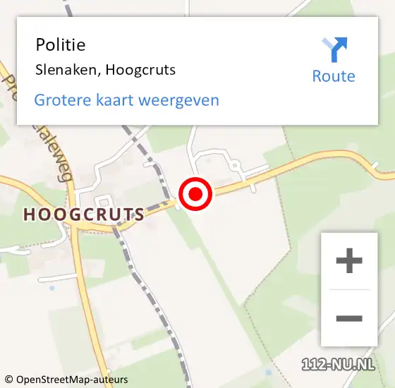 Locatie op kaart van de 112 melding: Politie Slenaken, Hoogcruts op 18 juni 2021 15:35