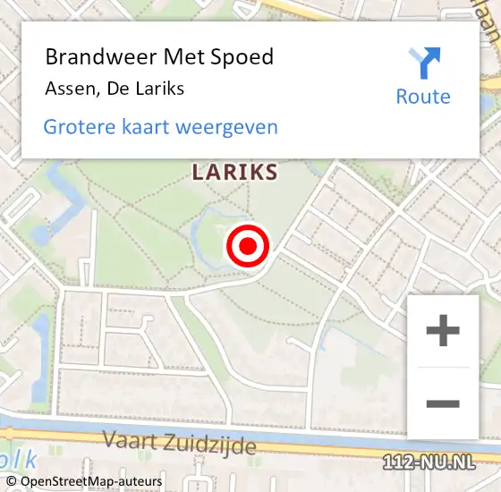 Locatie op kaart van de 112 melding: Brandweer Met Spoed Naar Assen, De Lariks op 13 juni 2014 16:44