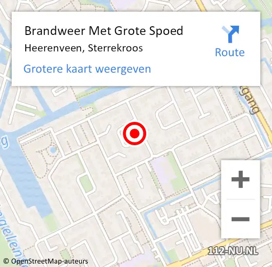 Locatie op kaart van de 112 melding: Brandweer Met Grote Spoed Naar Heerenveen, Sterrekroos op 18 juni 2021 15:55