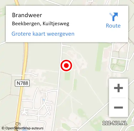 Locatie op kaart van de 112 melding: Brandweer Beekbergen, Kuiltjesweg op 18 juni 2021 15:56