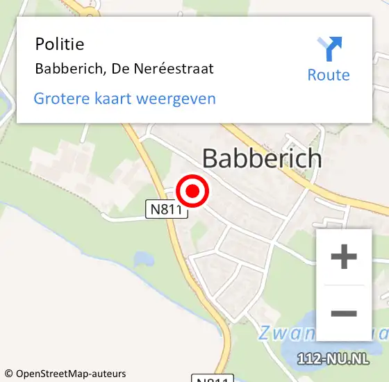 Locatie op kaart van de 112 melding: Politie Babberich, De Neréestraat op 18 juni 2021 16:05