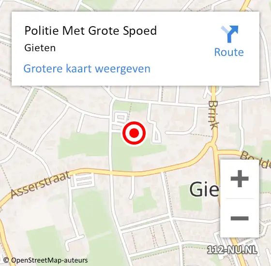 Locatie op kaart van de 112 melding: Politie Met Grote Spoed Naar Gieten op 18 juni 2021 16:10