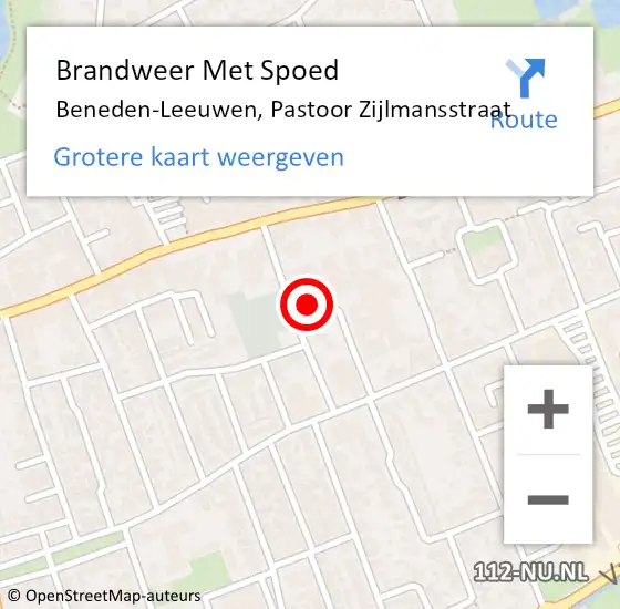 Locatie op kaart van de 112 melding: Brandweer Met Spoed Naar Beneden-Leeuwen, Pastoor Zijlmansstraat op 18 juni 2021 16:19