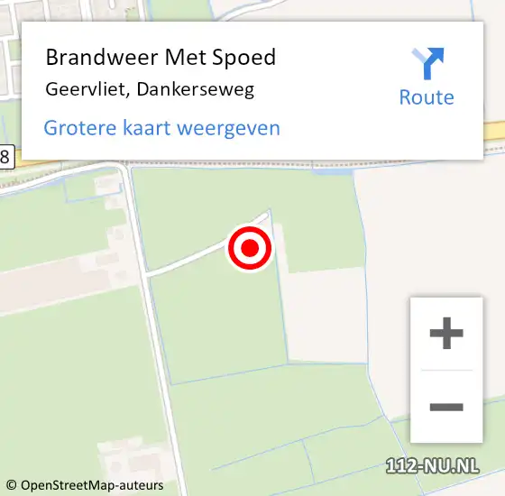 Locatie op kaart van de 112 melding: Brandweer Met Spoed Naar Geervliet, Dankerseweg op 18 juni 2021 16:19