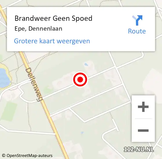 Locatie op kaart van de 112 melding: Brandweer Geen Spoed Naar Epe, Dennenlaan op 18 juni 2021 16:28