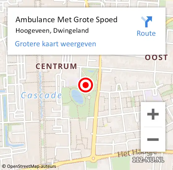 Locatie op kaart van de 112 melding: Ambulance Met Grote Spoed Naar Hoogeveen, Dwingeland op 18 juni 2021 16:57