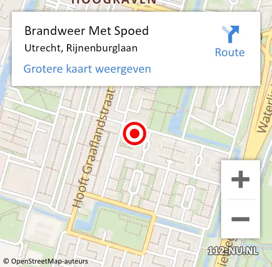 Locatie op kaart van de 112 melding: Brandweer Met Spoed Naar Utrecht, Rijnenburglaan op 18 juni 2021 17:01