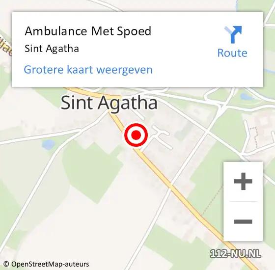 Locatie op kaart van de 112 melding: Ambulance Met Spoed Naar Sint Agatha op 18 juni 2021 17:04