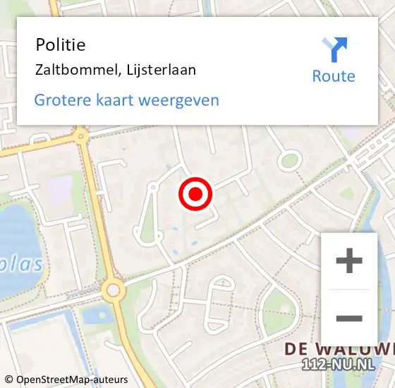 Locatie op kaart van de 112 melding: Politie Zaltbommel, Lijsterlaan op 18 juni 2021 17:07