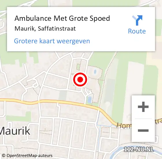 Locatie op kaart van de 112 melding: Ambulance Met Grote Spoed Naar Maurik, Saffatinstraat op 18 juni 2021 17:12