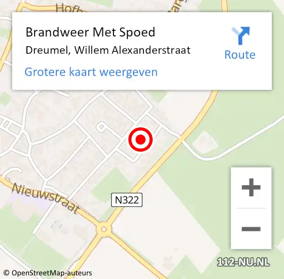 Locatie op kaart van de 112 melding: Brandweer Met Spoed Naar Dreumel, Willem Alexanderstraat op 18 juni 2021 17:16