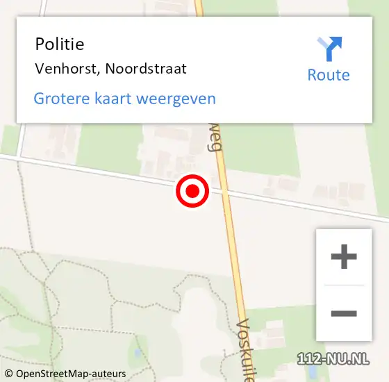 Locatie op kaart van de 112 melding: Politie Venhorst, Noordstraat op 18 juni 2021 17:23