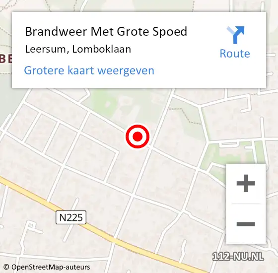 Locatie op kaart van de 112 melding: Brandweer Met Grote Spoed Naar Leersum, Lomboklaan op 18 juni 2021 17:28