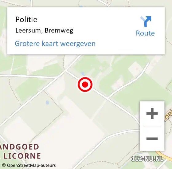 Locatie op kaart van de 112 melding: Politie Leersum, Bremweg op 18 juni 2021 17:28