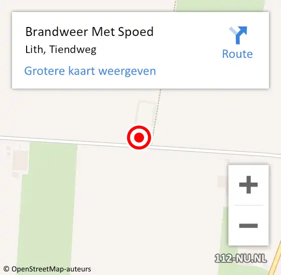 Locatie op kaart van de 112 melding: Brandweer Met Spoed Naar Lith, Tiendweg op 18 juni 2021 17:30