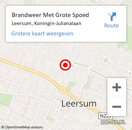 Locatie op kaart van de 112 melding: Brandweer Met Grote Spoed Naar Leersum, Koningin-Julianalaan op 18 juni 2021 17:31