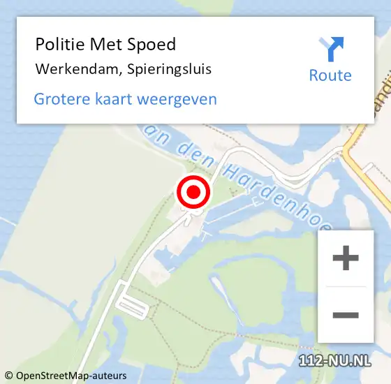 Locatie op kaart van de 112 melding: Politie Met Spoed Naar Werkendam, Spieringsluis op 18 juni 2021 17:34