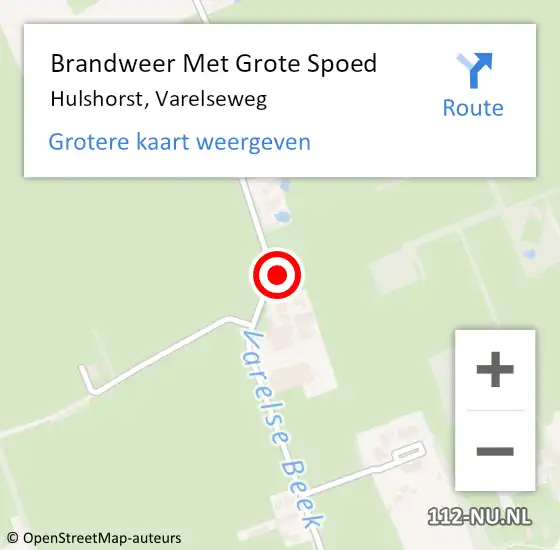 Locatie op kaart van de 112 melding: Brandweer Met Grote Spoed Naar Hulshorst, Varelseweg op 18 juni 2021 17:35