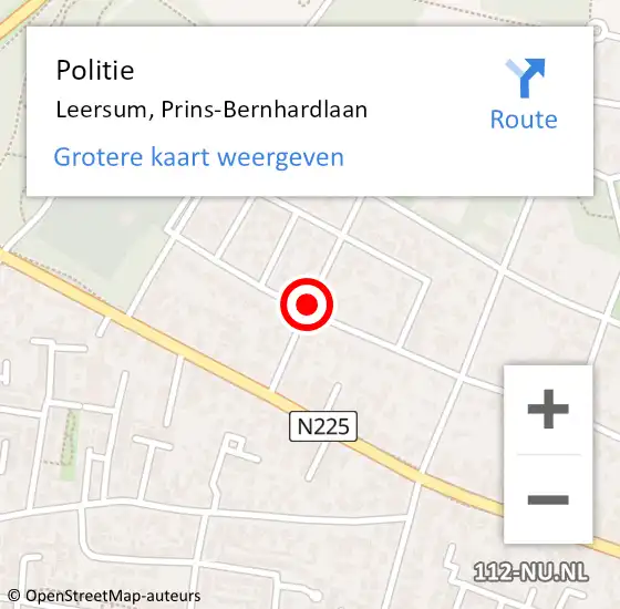 Locatie op kaart van de 112 melding: Politie Leersum, Prins-Bernhardlaan op 18 juni 2021 17:41