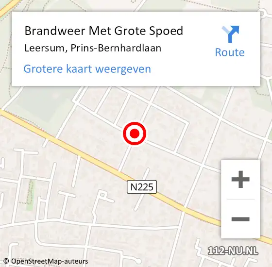 Locatie op kaart van de 112 melding: Brandweer Met Grote Spoed Naar Leersum, Prins-Bernhardlaan op 18 juni 2021 17:44