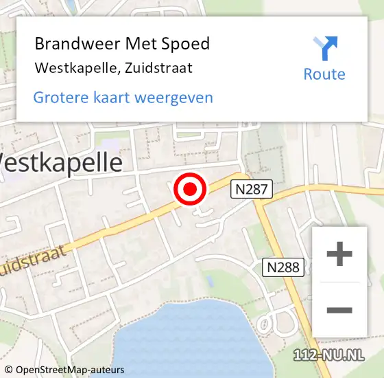 Locatie op kaart van de 112 melding: Brandweer Met Spoed Naar Westkapelle, Zuidstraat op 18 juni 2021 17:47