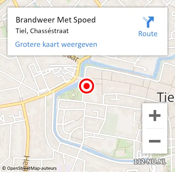 Locatie op kaart van de 112 melding: Brandweer Met Spoed Naar Tiel, Chasséstraat op 18 juni 2021 17:47