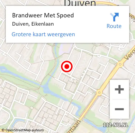 Locatie op kaart van de 112 melding: Brandweer Met Spoed Naar Duiven, Eikenlaan op 18 juni 2021 18:09