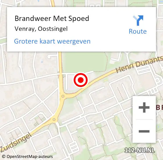 Locatie op kaart van de 112 melding: Brandweer Met Spoed Naar Venray, Oostsingel op 18 juni 2021 18:14