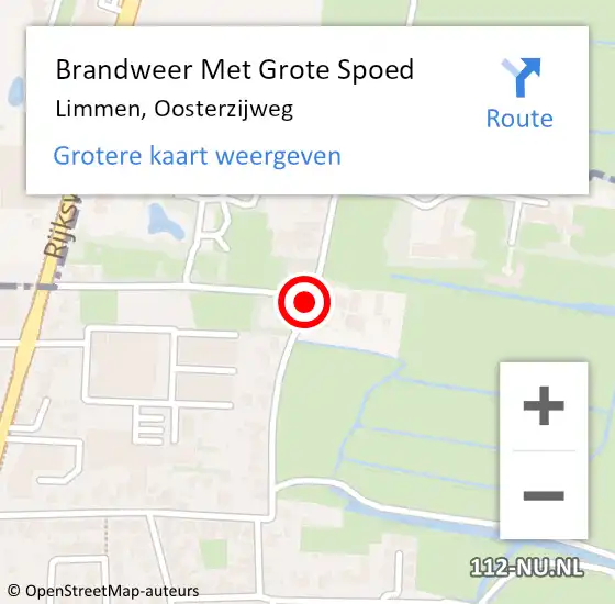 Locatie op kaart van de 112 melding: Brandweer Met Grote Spoed Naar Limmen, Oosterzijweg op 18 juni 2021 18:14