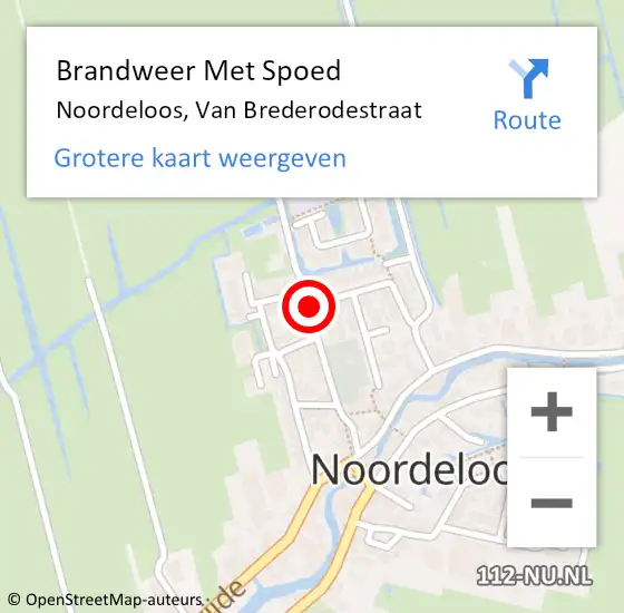 Locatie op kaart van de 112 melding: Brandweer Met Spoed Naar Noordeloos, Van Brederodestraat op 18 juni 2021 18:18