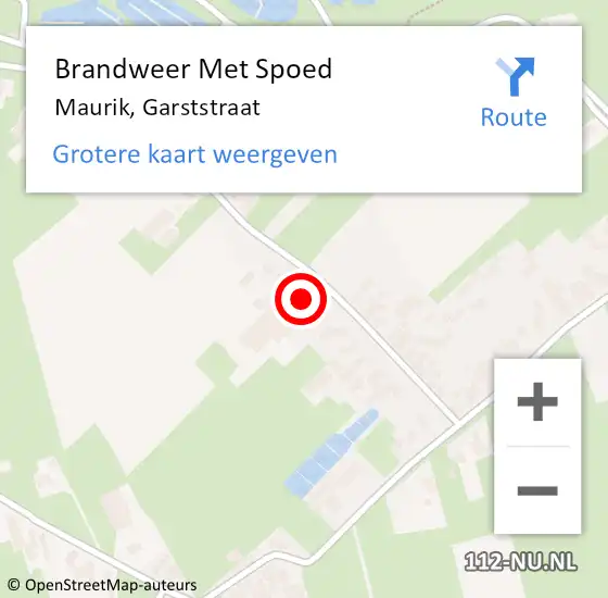 Locatie op kaart van de 112 melding: Brandweer Met Spoed Naar Maurik, Garststraat op 18 juni 2021 18:23