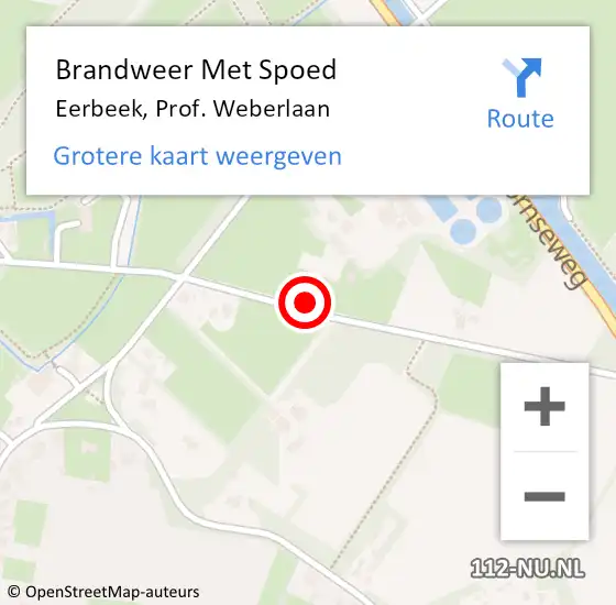 Locatie op kaart van de 112 melding: Brandweer Met Spoed Naar Eerbeek, Prof. Weberlaan op 18 juni 2021 18:24