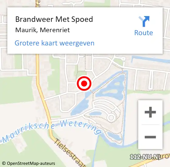 Locatie op kaart van de 112 melding: Brandweer Met Spoed Naar Maurik, Merenriet op 18 juni 2021 18:25