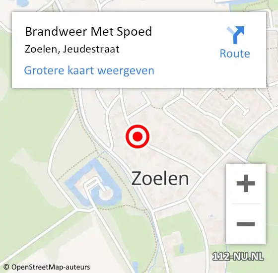 Locatie op kaart van de 112 melding: Brandweer Met Spoed Naar Zoelen, Jeudestraat op 18 juni 2021 18:29