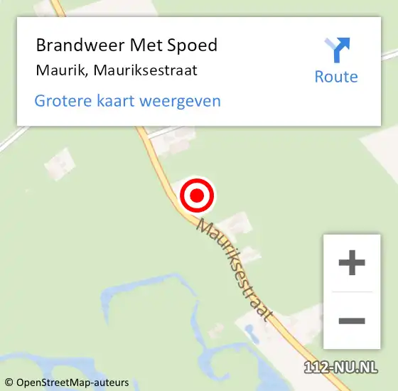 Locatie op kaart van de 112 melding: Brandweer Met Spoed Naar Maurik, Mauriksestraat op 18 juni 2021 18:29