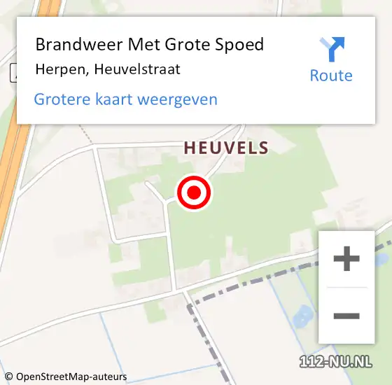 Locatie op kaart van de 112 melding: Brandweer Met Grote Spoed Naar Herpen, Heuvelstraat op 18 juni 2021 18:30