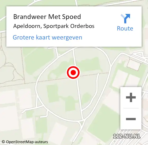 Locatie op kaart van de 112 melding: Brandweer Met Spoed Naar Apeldoorn, Sportpark Orderbos op 18 juni 2021 18:34