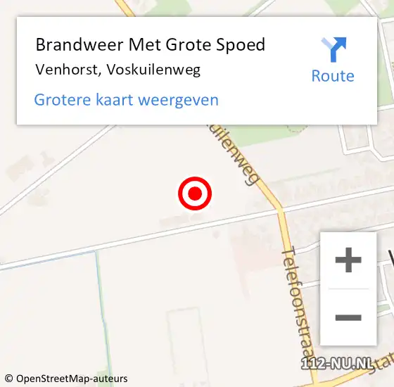 Locatie op kaart van de 112 melding: Brandweer Met Grote Spoed Naar Venhorst, Voskuilenweg op 18 juni 2021 18:35