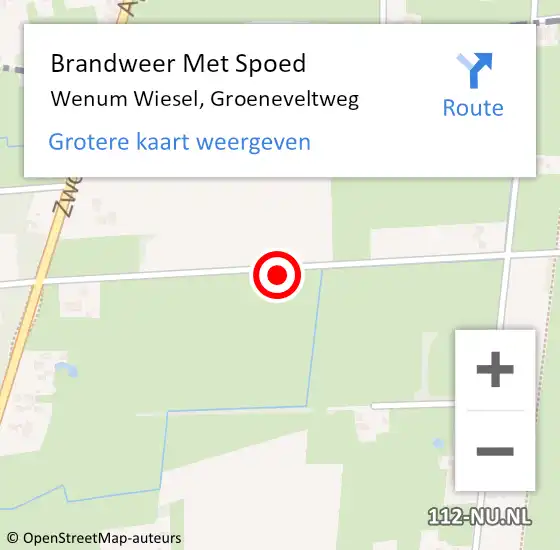 Locatie op kaart van de 112 melding: Brandweer Met Spoed Naar Wenum Wiesel, Groeneveltweg op 18 juni 2021 18:45