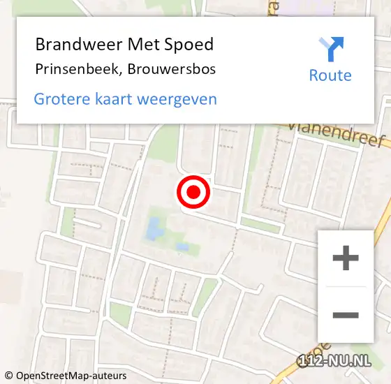 Locatie op kaart van de 112 melding: Brandweer Met Spoed Naar Prinsenbeek, Brouwersbos op 18 juni 2021 18:47