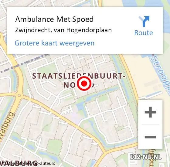 Locatie op kaart van de 112 melding: Ambulance Met Spoed Naar Zwijndrecht, van Hogendorplaan op 18 juni 2021 18:49